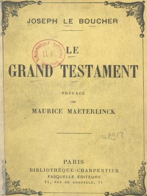 cover image of Le grand testament